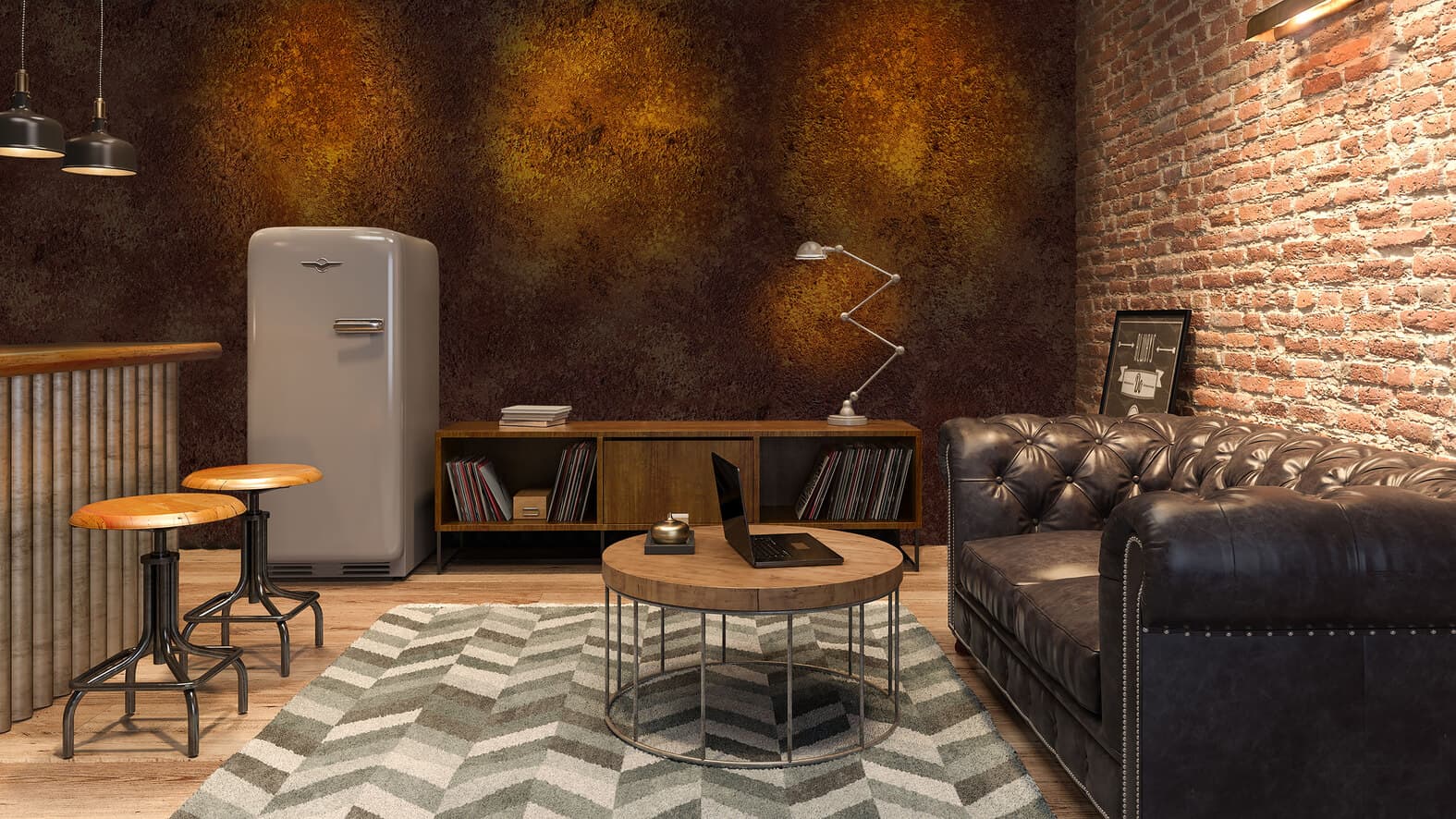 Perete decorat cu efectul Rugina Industriala de la Fox Dekorator