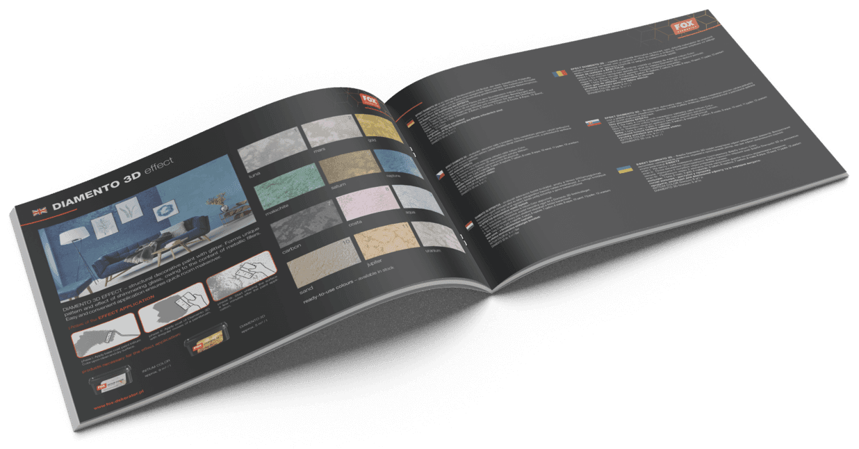 Coperta catalogului „Catalog Efecte Decorative” de la Fox Dekorator