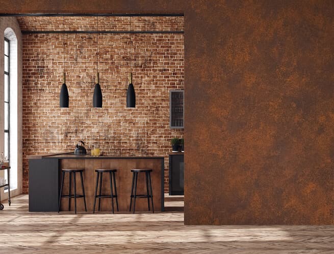 Perete cu efect de rugină industrială, finisaj decorativ Fox Dekorator