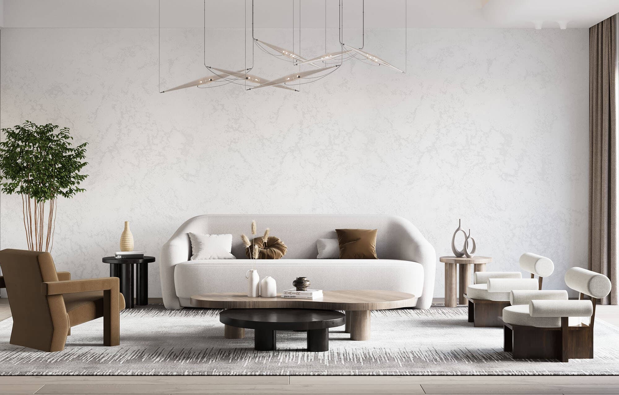 Perete finisat cu Kalahari White — efect decorativ Fox Dekorator