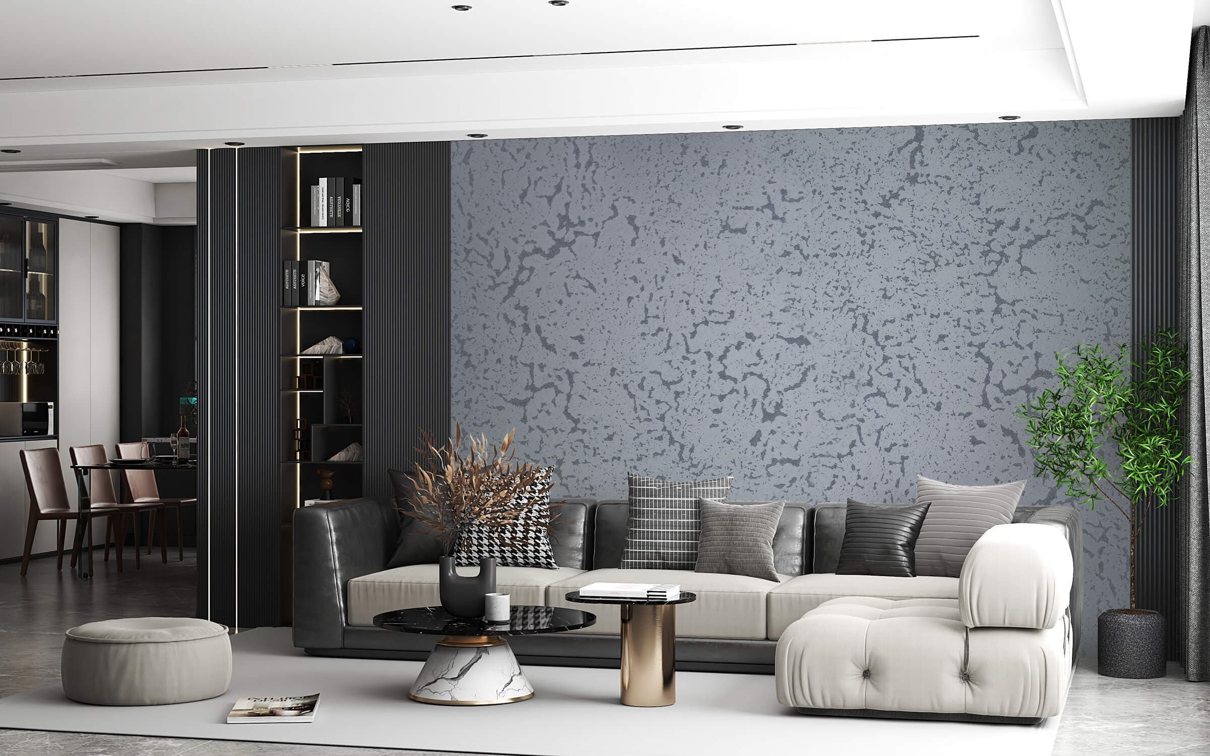 Perete finisat cu Perla Zen — efect decorativ Fox Dekorator