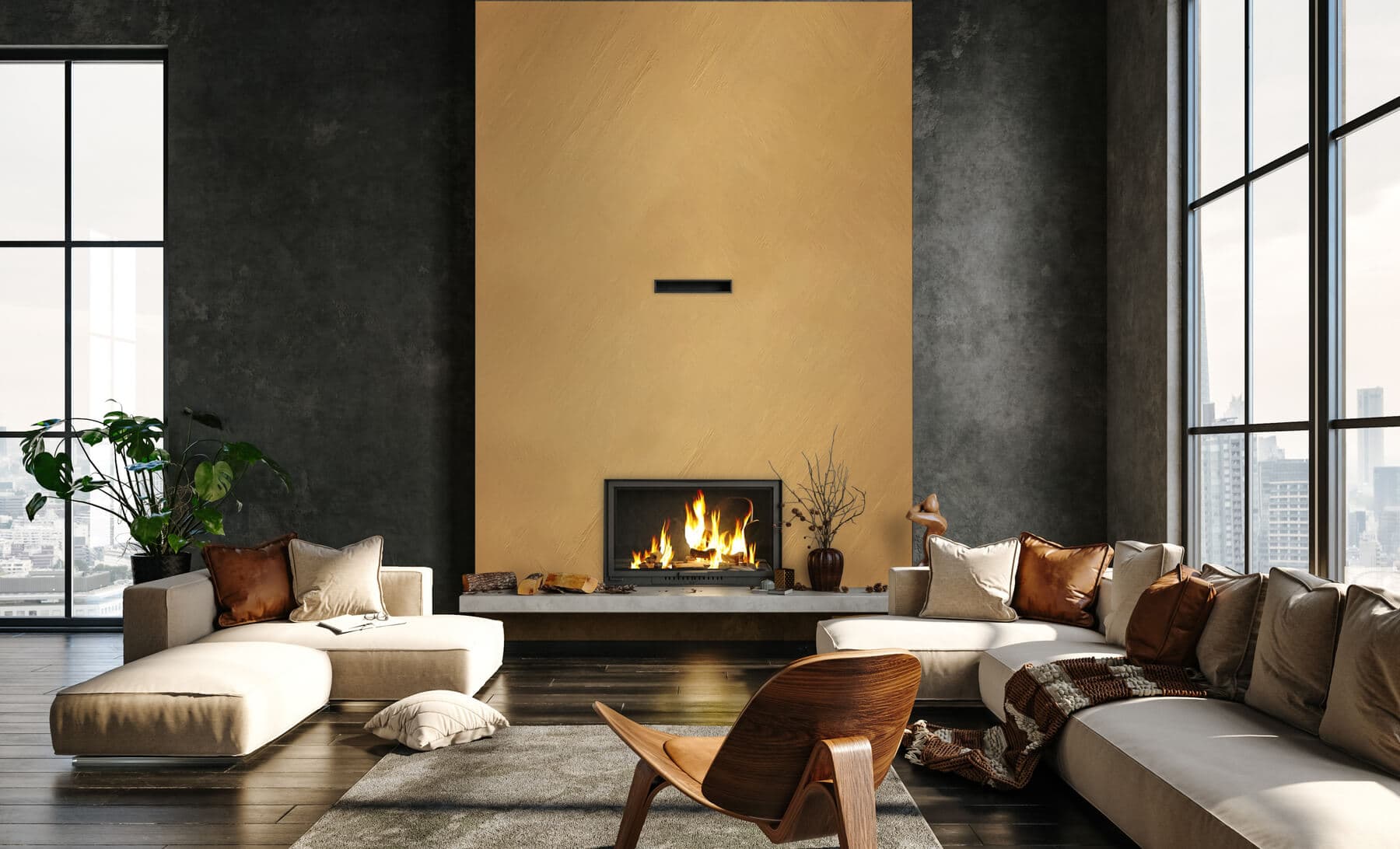 Perete finisat cu Relief Metalic — efect decorativ Fox Dekorator